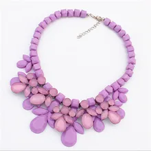 Women Fashion Mix Color Bohemia Big Flower Bubble Bib Choker Statement Necklace