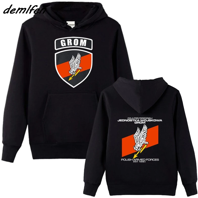 

Spring Autumn Fashion Sweatshirt JW GROM Poland Elite Counter Terrorism Unit Special Force Military Hoodie Hip Hop Jacket Coat