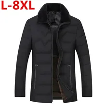 8XL размера плюс одежда зимняя куртка мужская теплая Повседневная парка хлопок отложной воротник зимняя куртка мужская на подкладке пальто Верхняя одежда
