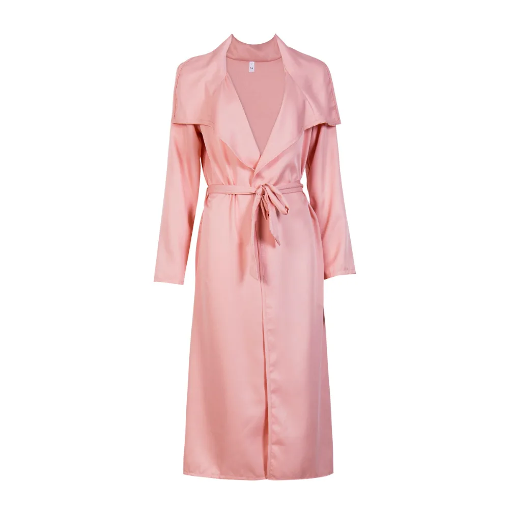 Trench Coat Women Basic Solid Lightweight Open Front Long