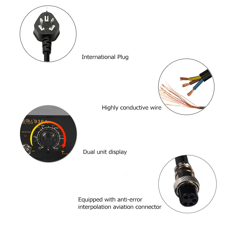 75 Вт промышленного класса Бессвинцовая паяльная станция 936B комплектующие для электрического утюга сварки паяльная станция для пайки инструмент для ремонта