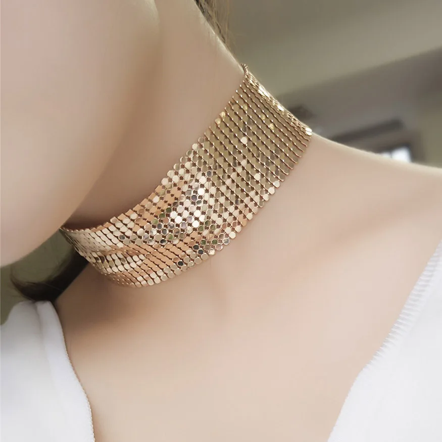 

New Women Bling Bling Width 3.5cm Collar Necklace Choker Necklaces Wedding Birthday Jewelry Chokers Ketting NR3660-NR3662