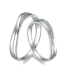 Love Diamond Ring 18K White Gold Diamond Wedding Rings Couple Set Genuine Gold Engagement Ring Wedding Band