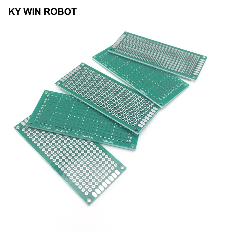 아두이노용 범용 인쇄 회로 기판 프로토보드, PCB 단면 프로토타입, 3x7cm, 30x70mm, 5 개