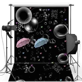 

Bubble Color Umbrella Black Wall backdrop Vinyl cloth High quality Computer print party Backgrounds for sale