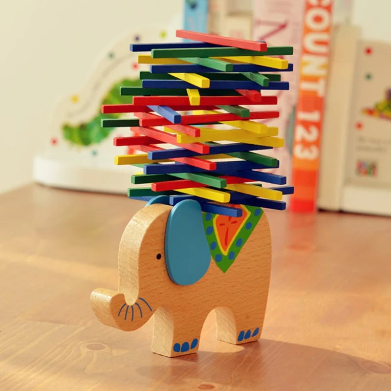 

Baby Wooden Toy Educational animal Balancing Blocks Elephant/Camel Building Blocks Balance Game Montessori Blocks Gift For Child