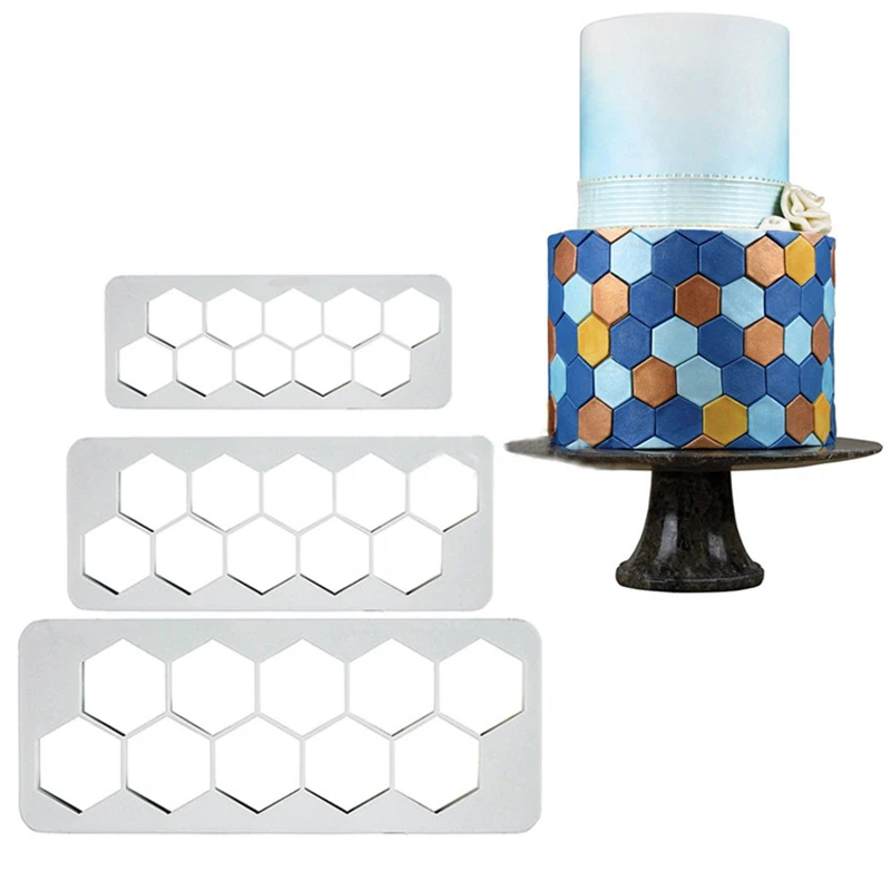 

3PCs/Lot Geometry Fondant Mold Cake Cutters Cookies Cake Mold Fondant Cake Decorating Tools Molds Plastic Baking Accessories