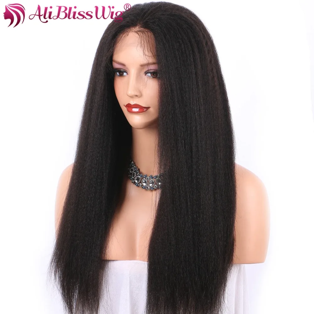 

Kinky Straight Lace Front Human Hair Wigs For Women 150 Density 3 Inch Italian Yaki Brazilian Remy Hair Full End AliBlissWig