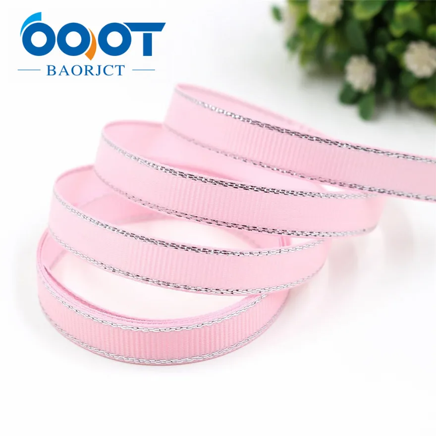 OOOT BAORJCT I-19316-565 10 мм 10 ярдов Серебряный двусторонний grosgrain ленты, DIY лук кепки аксессуары и украшения - Цвет: I-19316-566