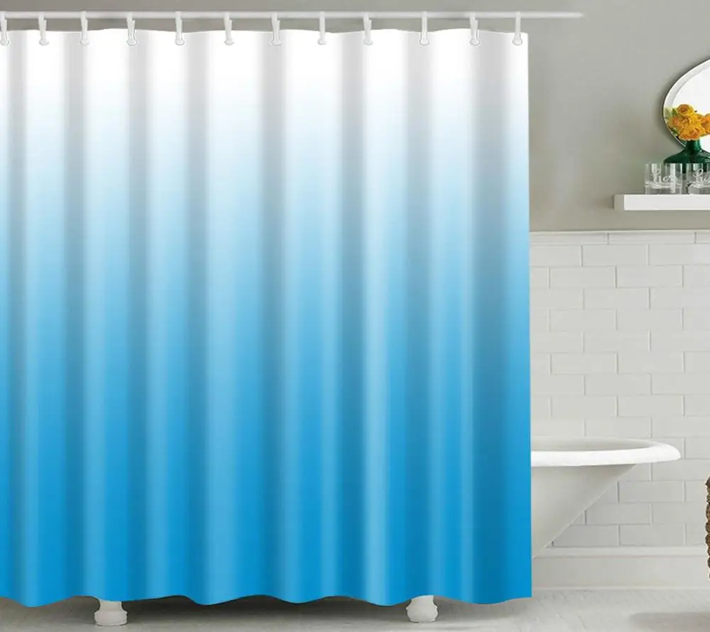 Градиент цвета занавески для душа полиэстер ткань экологически чистый водонепроницаемый дизайн частный ванная комната подарок с крюком B1050 - Цвет: C0512