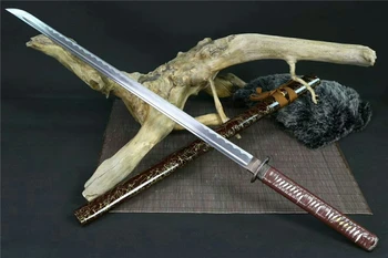 

1060 CARBON STEEL STRAIGHT SAYA JAPANESE SAMURAI SWORD FULL TANG BLADE SHARP FUII TANG