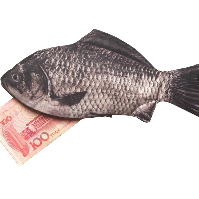 

Creative funny carp purse money bag salted fish pen bag simulation fish personality pack students wallets phone bags drop ship
