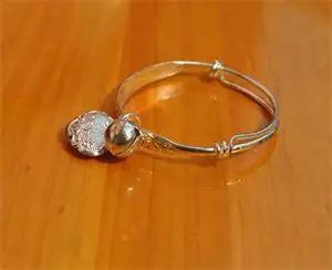 Adjustable Children Baby kids' Silver "Chinese knot" Bell Bracelet Bangles 2Pcs