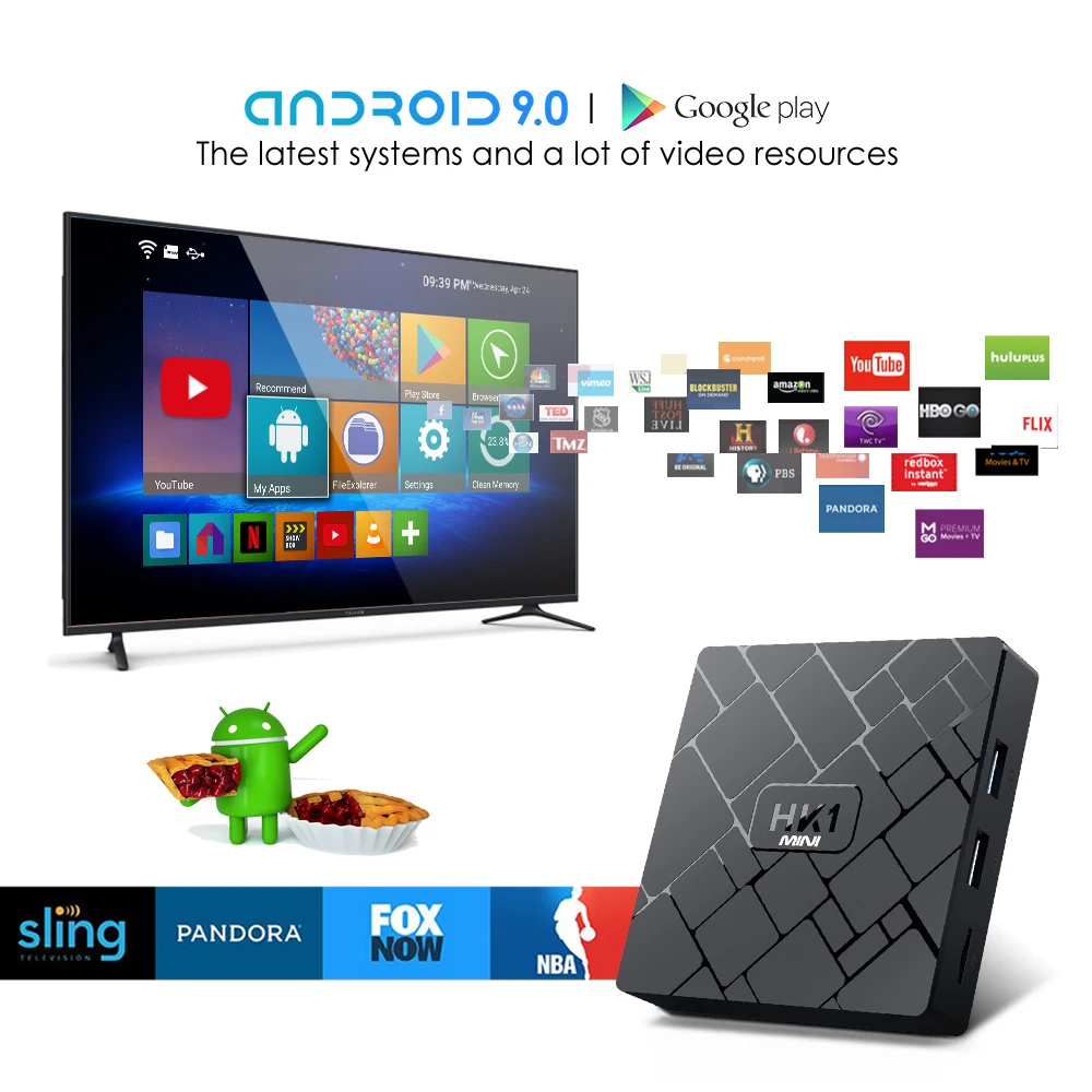Bqeel Smart tv BOX HK1mini 4K 3D Android 9 0 телеприставка RK3229 четырехъядерный 2G + 16G Google 2 4G wifi Assistant