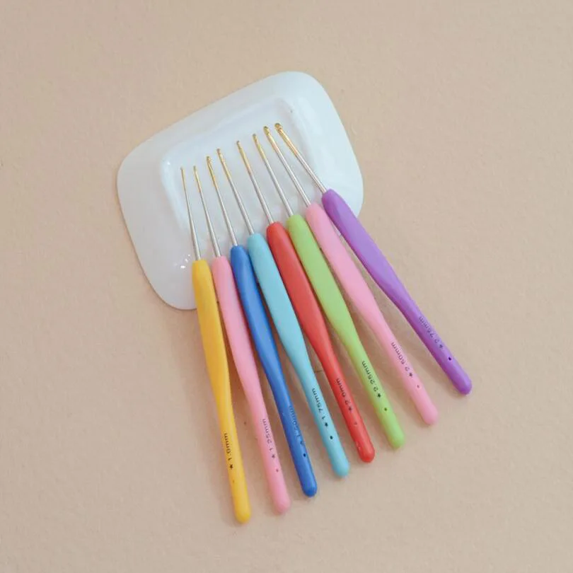 Plastique Poignée Crochet Crochets Set 8Pcs aluminium Crochet Tricot Weave Craft Needles