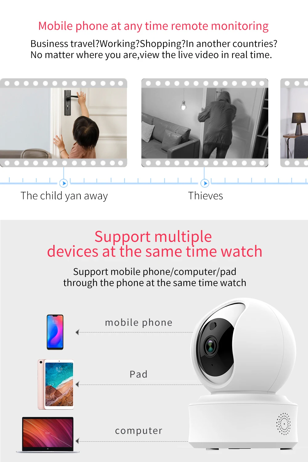 SMARSECUR WiFi камера безопасности 1080P Домашняя безопасность HD CCTV камера Tuya Smart life автоматическое отслеживание