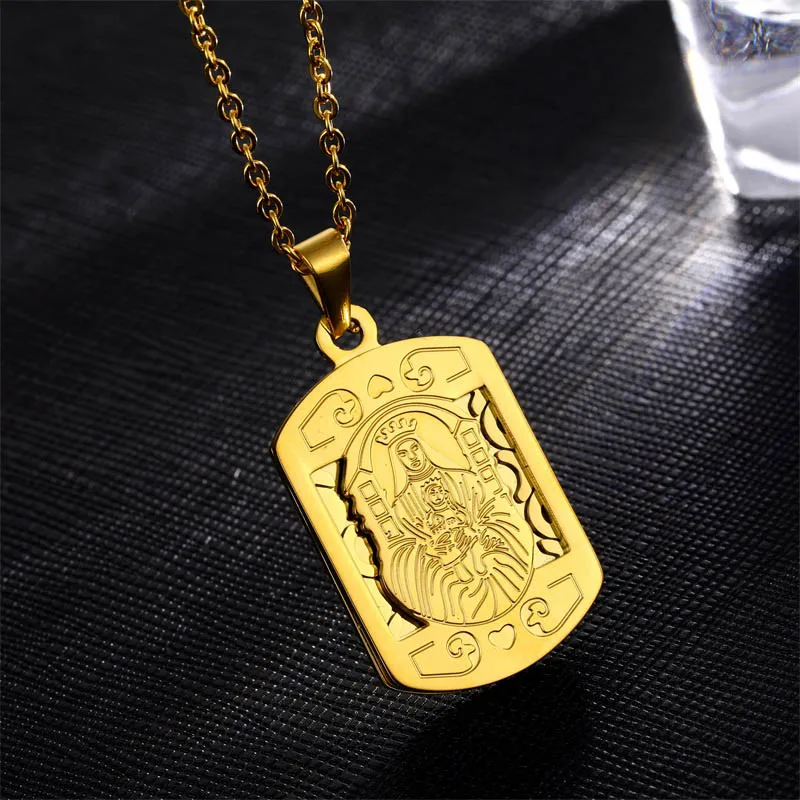 

Religious Virgin Mary Necklace Stainless Steel Gold Chain Virgin Guadalupe Necklaces & Pendants For Catholic Jewelry Statement