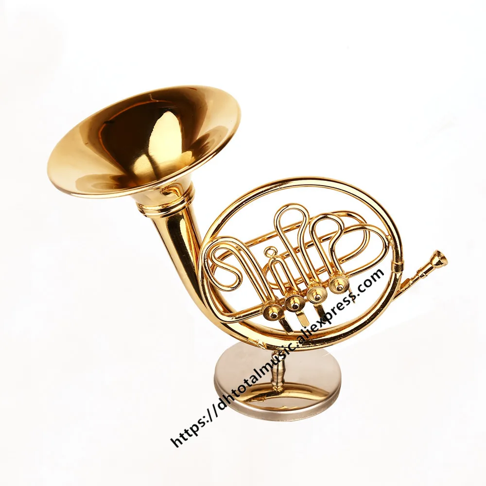 Dh French Horn Model Musical Instrument Miniature Desk Decor Display