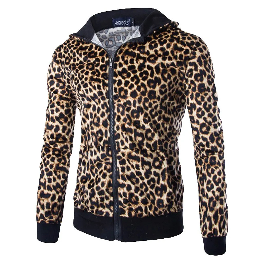 JAYCOSIN Hoodies Men Leopard Print Mens Sweatshirt Moletom Masculino
