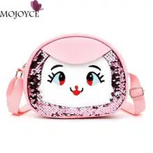 Милый мультфильм рюкзак с фотоизображением Девочки Дети блестки плечо кожаные сумки через плечо