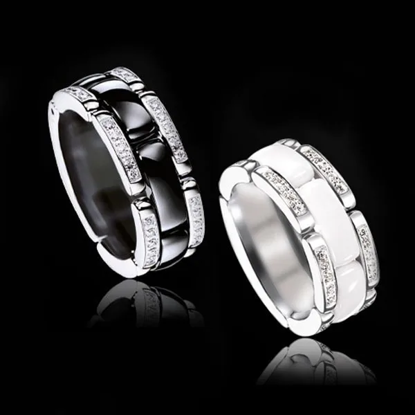 

Luxlury white black AAA ceramic rings for women personalized index ceramic ring 2017 fashion relica jewelry for women men ring