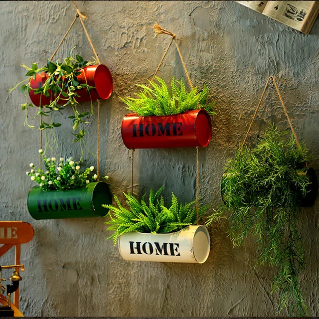 Creative Hemp Hanging Iron Flower Pots