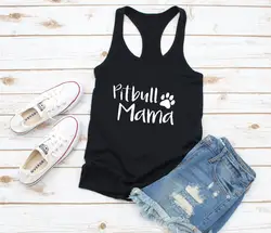 Жилет Pitbull Mama с принтом лапы летняя майка забавная Повседневная футболка без рукавов Футболка для мамы и собаки подарок для влюбленных