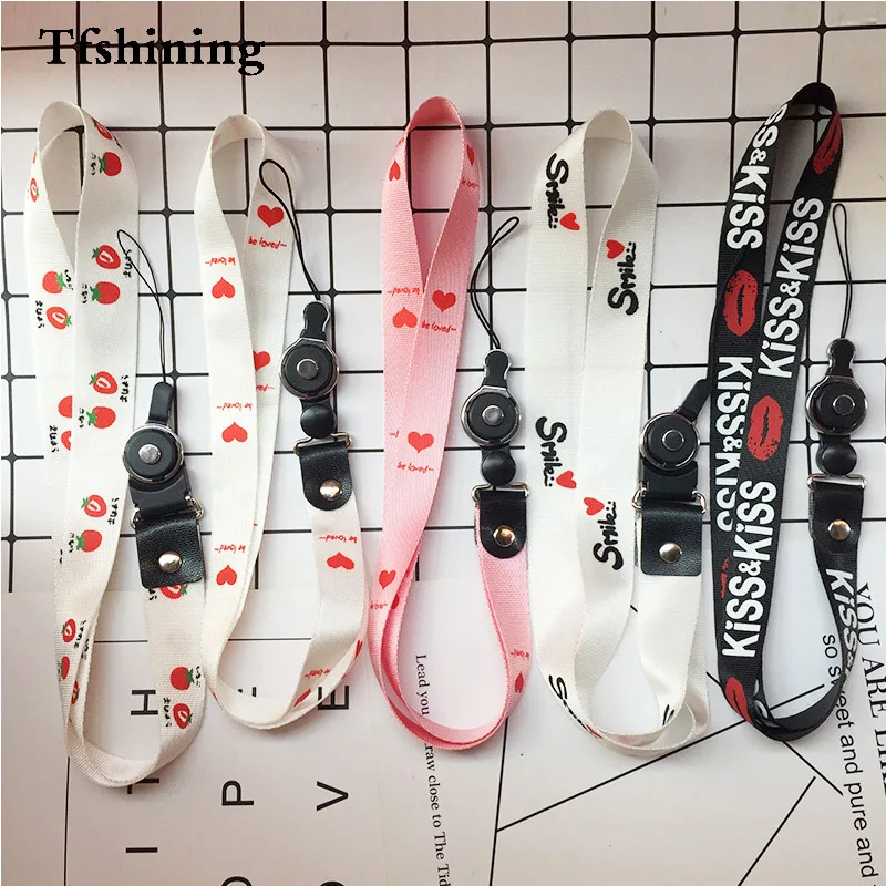 Tfshining 2 قطعة لطيف الحب القلب أحزمة هاتف المحمول الحبل الرقبة حزام ل مفاتيح DIY 2 في 1 شريط لتعليق الهاتف المحمول حبل ل iphone سامسونج