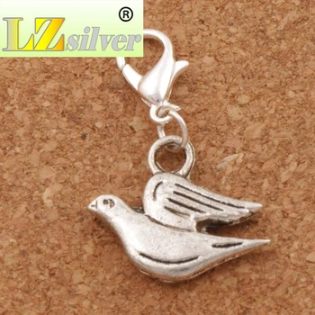 

60ps 20x30mm zinc alloy Fat Peace Dove Flying Charms Heart Floating Lobster Clasps Charm for Glass Living Memory Locket C184