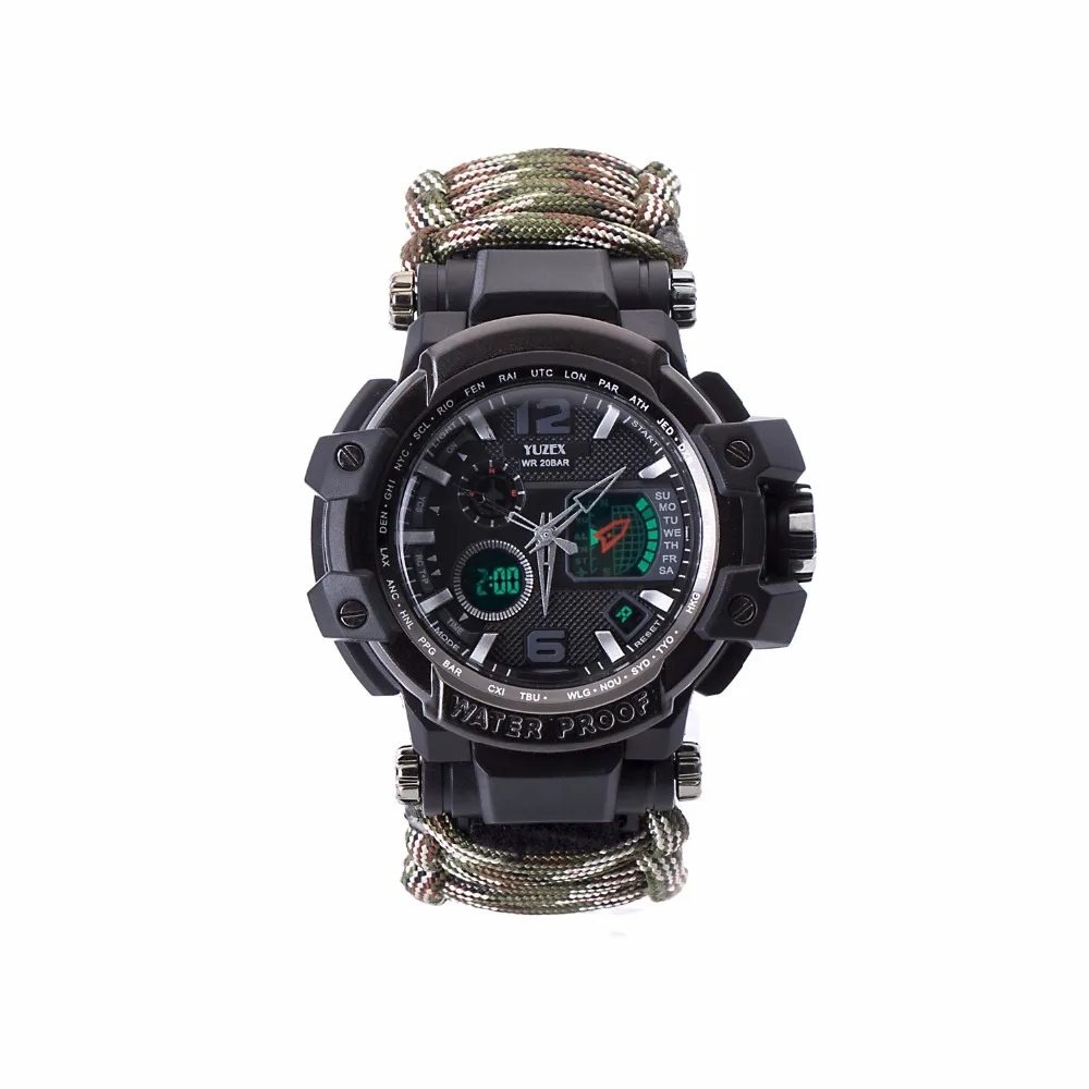 Survival Watch Outdoor Camping Medical Multi-functional Compass Thermometer Rescue Paracord Bracelet Equipment Tool kit Survival Watch Outdoor Camping Medical Multi-functional Compass Thermometer Rescue Paracord Bracelet Equipment Tool kit