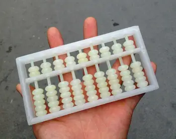 

100% Chinese natural White jade hand-carved abacus/ (150x77x15)mm