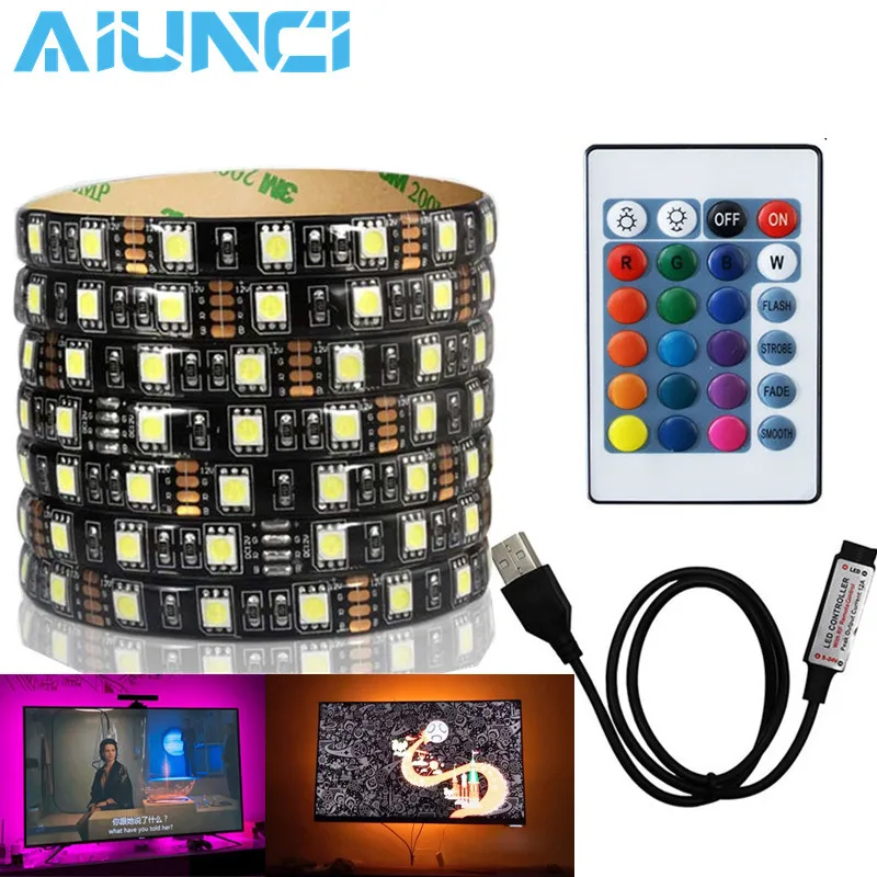 5 в постоянного тока USB Светодиодная лента 5050 RGB ТВ фоновое освещение 30