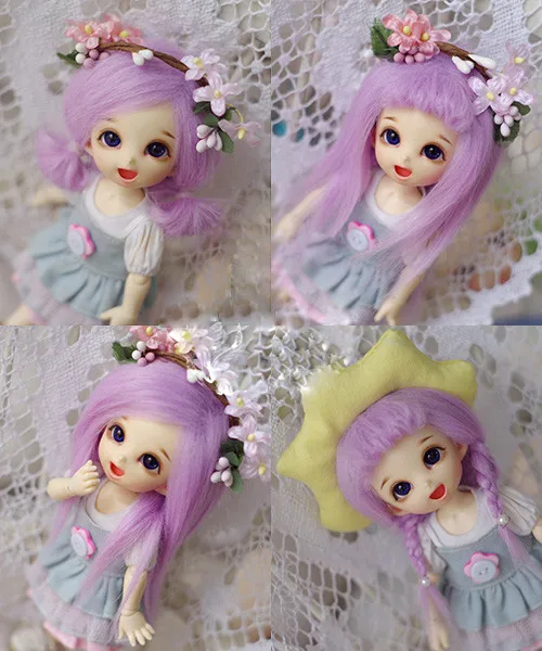 BJD кукла Мех животных парик для 1/8 1/12 BJD куклы XAGA PUKIFEE LATI Фиолетовый Длинные прямые Искусственные парики - Цвет: purple