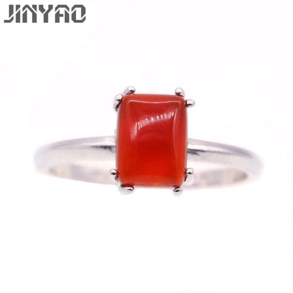 Женские вечерние кольца JINYAO обручальные из белого золота с квадратным красным
