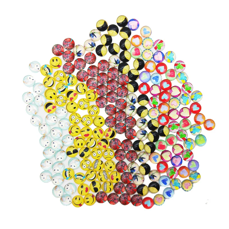 

New 12mm Pattern Glass Beads Diy Charm Brads Decoration Scrapbooking Embellishment Handmade Brooches Hairpin Crafts Accessories