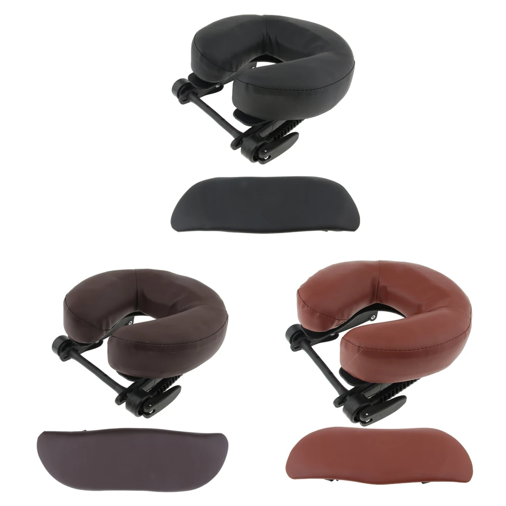 Adjustable Height Face Cradle + Foam Facial Rest Down Cushion + PU Leather Arm Support Pillow Set For Massage Table Bed
