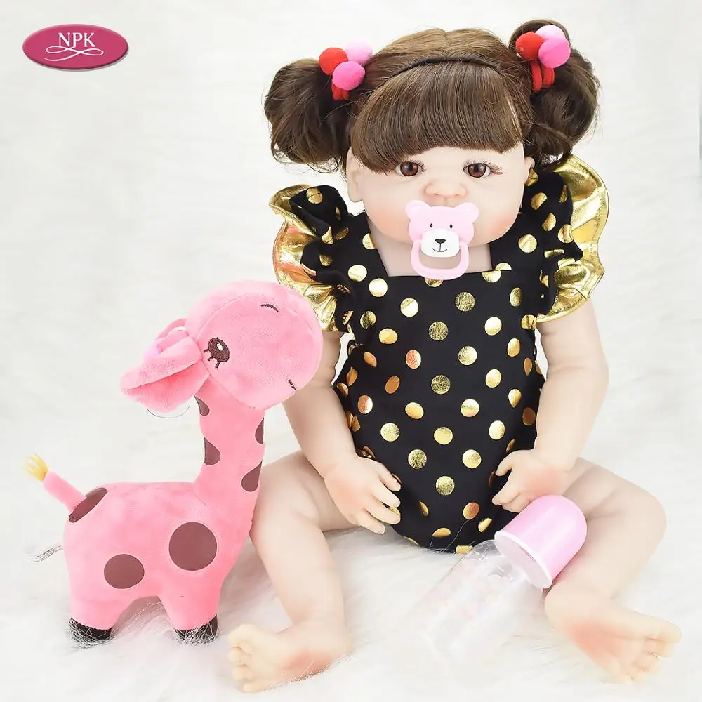 

NPK Full Silicone Reborn Baby Doll Girls Bathe Toys 55CM Vinyl Realistic Newborn Babies Lifelike Princess Dolls Reborn Toddler