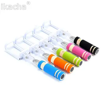 

Wholesale Mini folding mobile phone Wired self Selfie Sticks For iphone samsung galaxy Built-in Shutter Camera Monopod Tripod