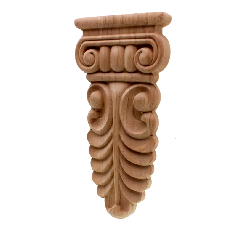 VZLX Vintage Plant Wood Carved Corner Applique Decorate Frame Cabinet Fireplace Door Furniture Decorative Wooden Figurines