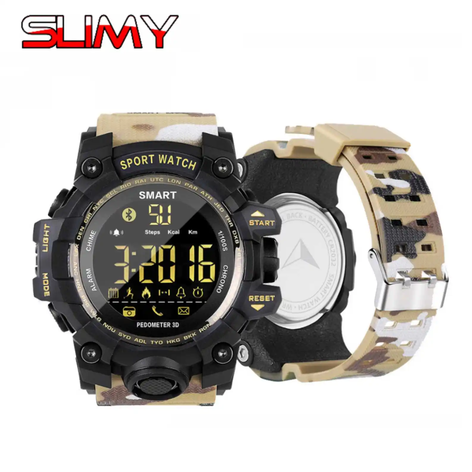 

Slimy EX16S Sport Bluetooth Smart Watch 5ATM IP67 Waterproof Smartwatch Pedometer Stopwatch Alarm Clock Long Time Stand by Watch
