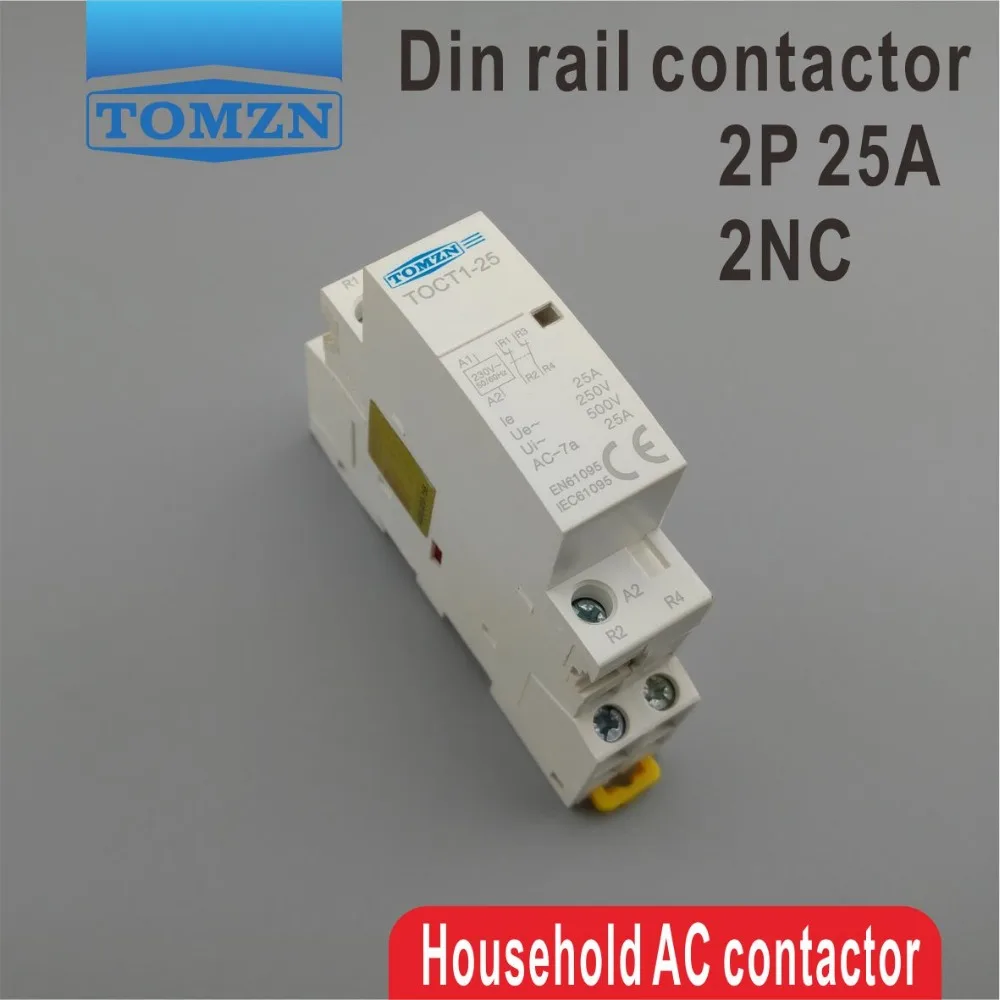 TOCT1 2P 25A 2NC 220 В/230 В 50/60 Гц Din рейка бытовой модульный контактор переменного тока два