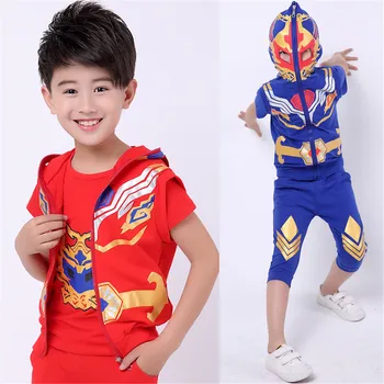 

Cosplay Halloween costume children's suit hooded vest / t-shirt / pants three-piece hero costume boys kids