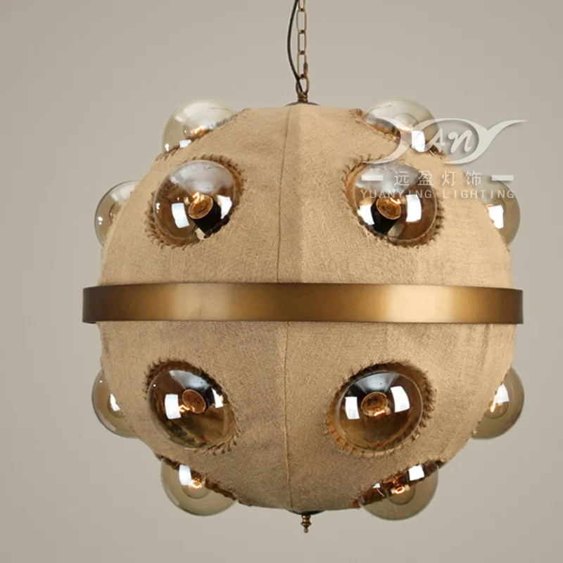 

New vintage pendant lamp Nostalgic linen twine fabric lighting simple Nordic retro pendant light led loft lamp pendant light