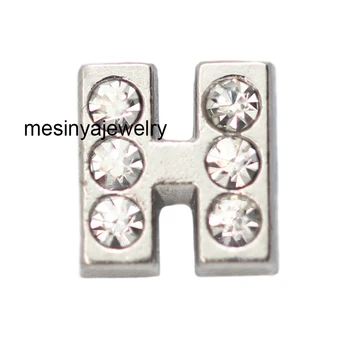 

10pcs Letter H With Zircon Crystal Initial Alphabet Custom Floating Charms For Glass Locket
