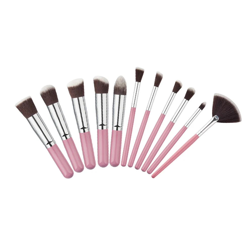 11pcs Professional Makeup Brushes Tools Set Pinceis De Maquiagem Pink Organizer Use Wood Metal Nylon Palette For Brush | Красота и