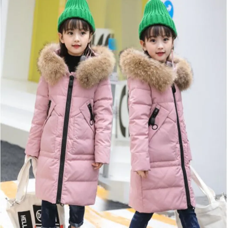 2018 NEW Children's Down Jacket Girls Coat Fashion Fur Collar Hooded Winter Girls Jacket Solid Long Thick Warm Down & Parkas цена 2018 NEW Children's Down Jacket Girls Coat Fashion Fur Collar Hooded Winter Girls Jacket Solid Long Thick Warm Down & Parkas цены онлайн