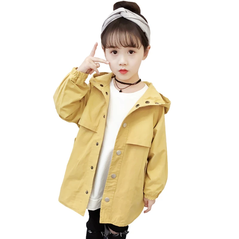 

kids jackets for gilrs children outwear solid hooded girls trench jackets long style casual girls windbreaker 2-8T kids coat