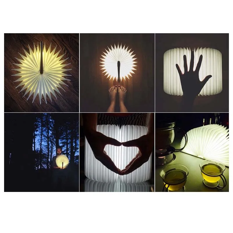 

promotion!! factory outlets 3pcs USB Wooden Foldable LED USB Rechargeable Luminaria Book Nightlight Booklights For Home Decor
