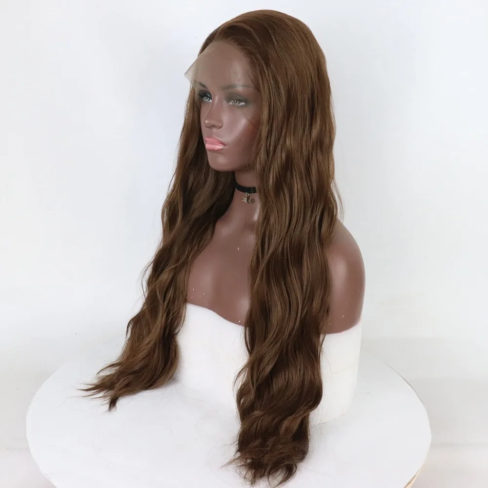 Fantasy Beauty Light Brown Lace Front Wigs Natural Wave Long Frontal Lace Wig with Heat Resistant Synthetic Hair for Restyled