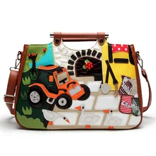 Сумочка, вышитая разноцветная ПУ мультяшная сумка почтальонка индивидуальные дамские сумочки Новая модная повседневная сумка-мессенджер